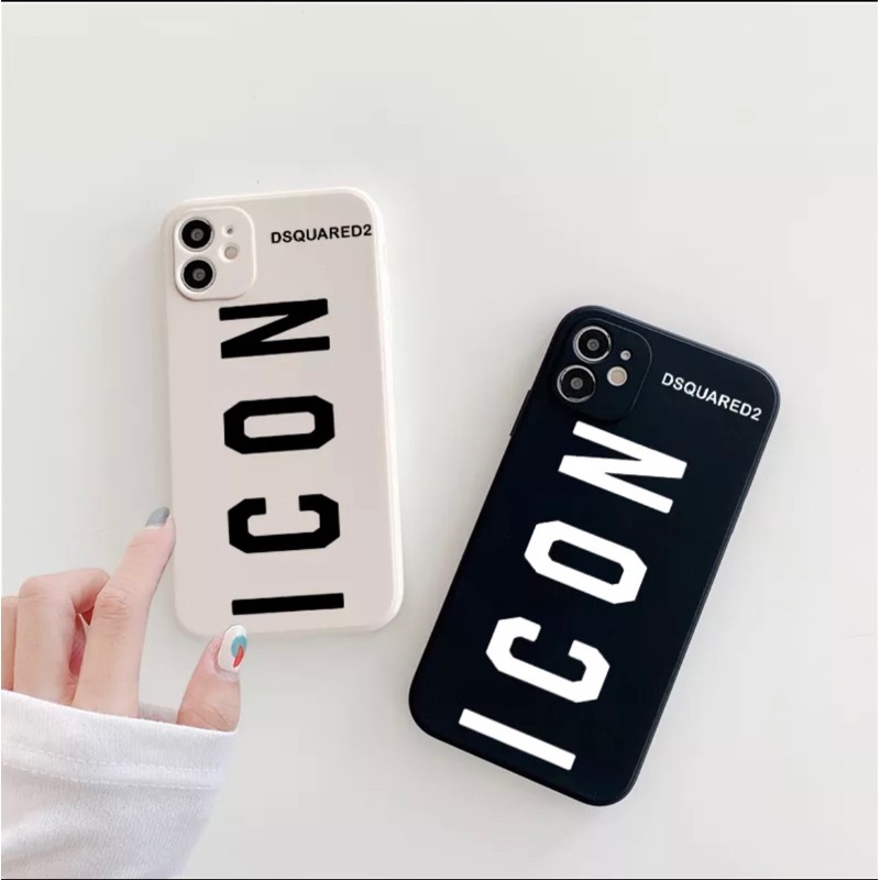 ICON dsquared2 เคส iphone icon ขอบเหลี่ยมปกป้องกล้อง 7plus/8plus/x/xsmax/11/12/13/pro/promax