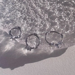 Jinjoo ต่างหูห่วงดาวประดับ ปุ๊กปิ๊ก มี 3 ขนาด 6,8,10 mm. luxury สง่างาม รหัส H82