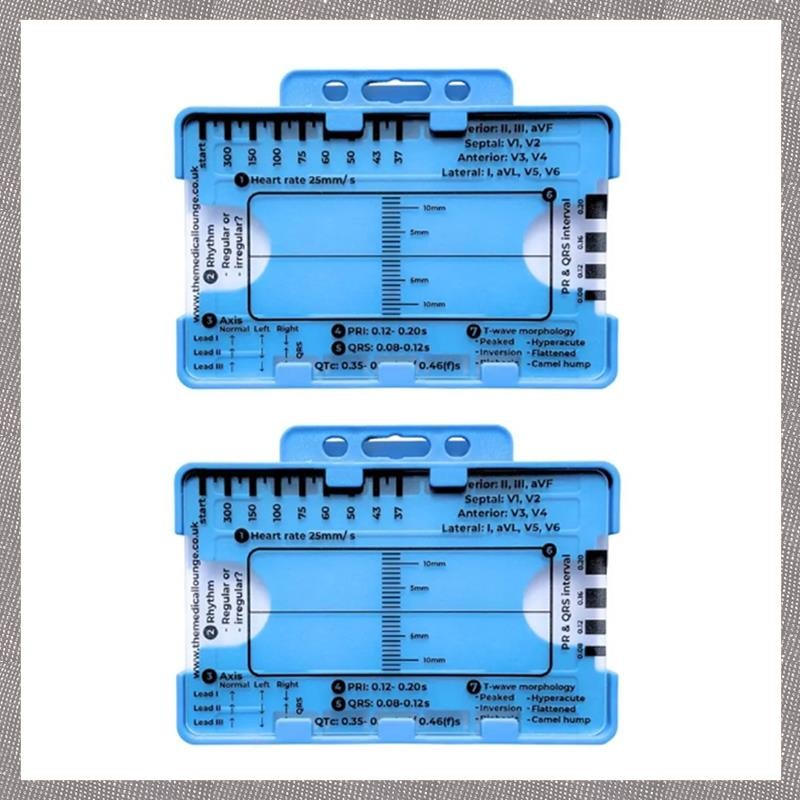 [MLO] 2PCS ECG 7 Step Ruler ECG 7 Step Ruler สําหรับ ECG 7 Step Ruler ไม้บรรทัด, แบบพกพา ECG Assessm