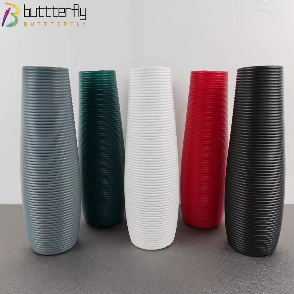 Buttterfly แจกันดอกไม้พลาสติก,ลายออกแบบพลาสติก Nordic ตกแต่งแจกัน,ตกแต่งบ้านสีทึบการจัดดอกไม้กระถางต้นไม้ห้องนั่งเล่นเครื่องประดับ