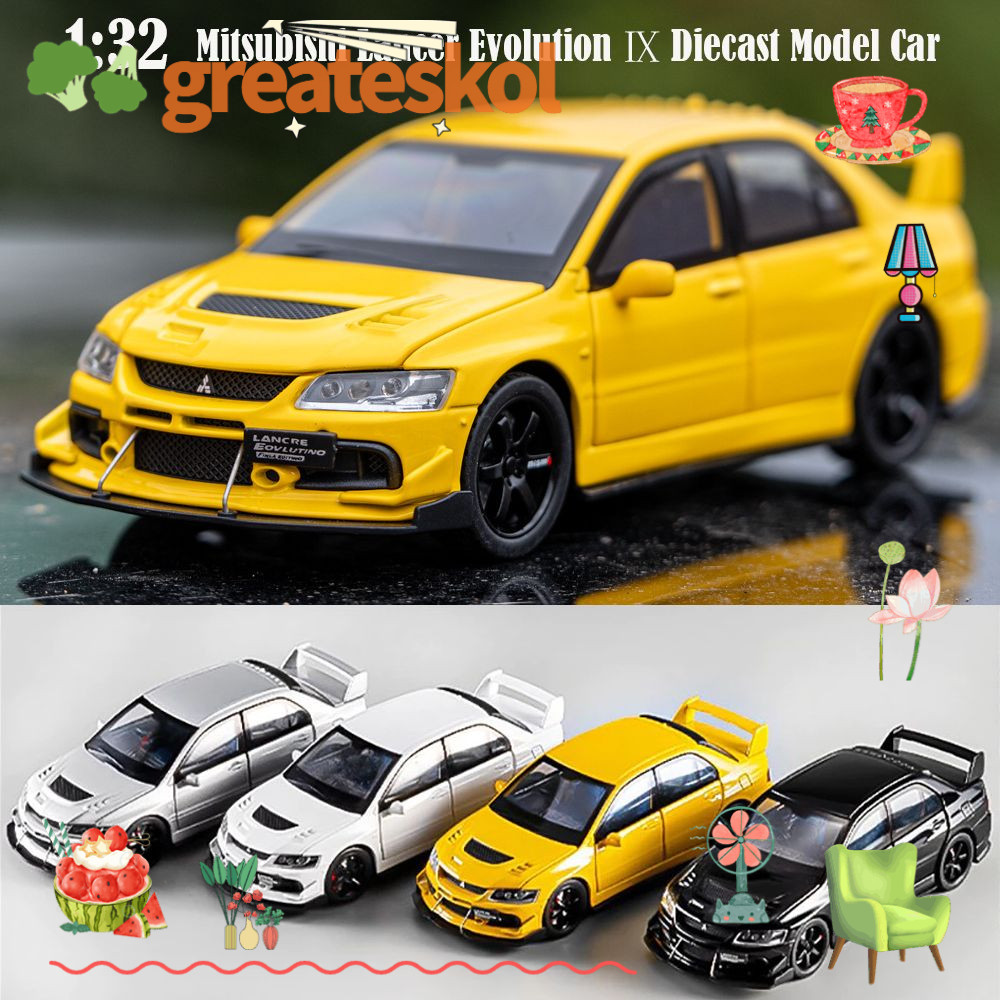 Greateskol โมเดลรถDiecast, Lancer Evolution IX Lighting และเอฟเฟกต์เสียงเครื่องประดับรถ,คุณภาพสูง 1:32 ปรับที่นั่งรถของเล่นสําหรับผู้ที่ชื่นชอบรถ
