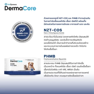 Derma Core COS PYO Wipe ผ้าเปียกประกอบการรักษาโรคผิวหนัง สำหรับสัตว์เลี้ยง บรรจุ 30-90 แผ่น