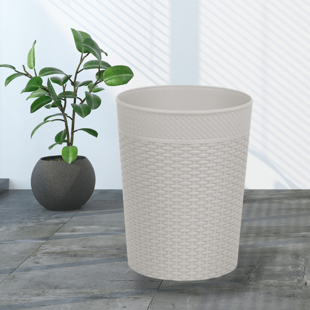 LOCAL789 ICLEAN  ถังขยะไม่มีฝาทรงกลม 10.5 ลิตร TG54509 ขนาด 24x24x30cm. เทาเข้ม ลายถัก ร้านอยู่ในไทย