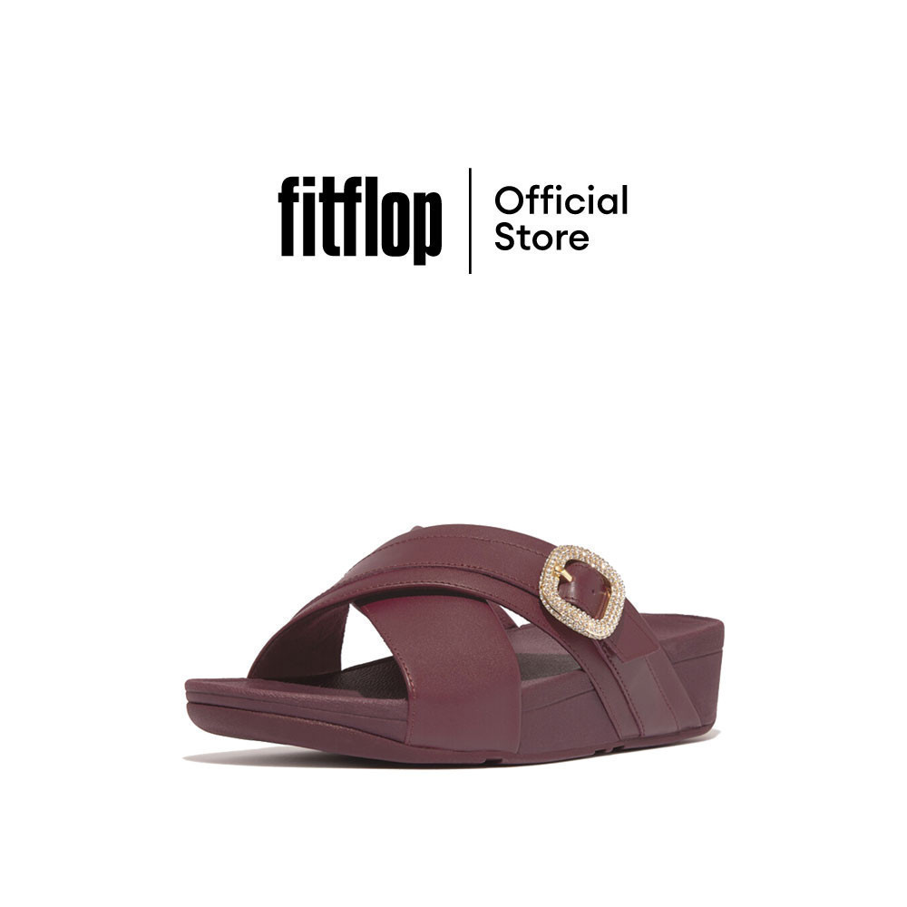 FITFLOP LULU CRYSTAL-BUCKLE CROSS รองเท้าแตะผู้หญิง รุ่น HO1-B37 สี MAUVE WINE