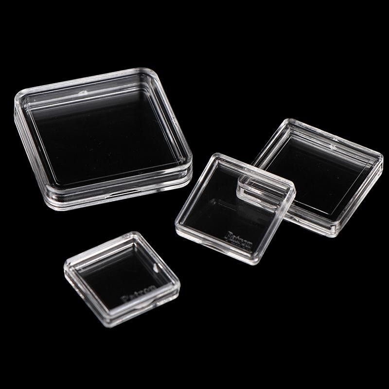 H&L Apr 10PCS Square Clear Plastic Protector คอนเทนเนอร์สําหรับ Token Board Game Holder กล่องการ์ดคอลเลกชัน {th}