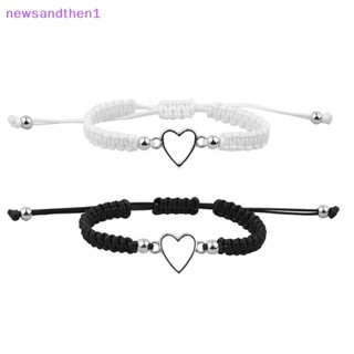 Newsandthen1 สร้อยข้อมือคู่รัก รูปหัวใจ แฮนด์เมด ปรับได้ เครื่องประดับ สําหรับคนรัก ผู้หญิง ผู้ชาย เพื่อน ความสัมพันธ์ จับคู่สร้อยข้อมือ ของขวัญที่ดี