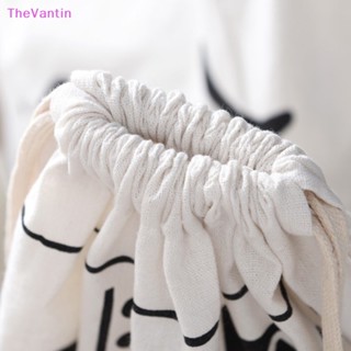 Thevantin ตะกร้าผ้าฝ้าย ผ้าลินิน ลายสัตว์น่ารัก สําหรับใส่เสื้อผ้าใช้แล้ว