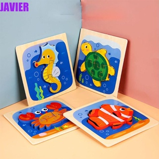 Javier จิ๊กซอว์ไม้ รูปสิงโต สุนัข 3D ของเล่นเสริมการเรียนรู้ สําหรับเด็ก