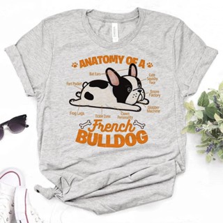 เสื้อยืด พิมพ์ลายกราฟฟิคมังงะ French Bulldog 2000s สําหรับผู้หญิง