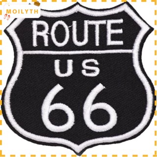 Moilyth แผ่นแพทช์ผ้าโพลีเอสเตอร์ ปักลาย US Route 66 Applique Patches US Route 66 Applique Shape 2.87*3.1 นิ้ว 20 ชิ้น