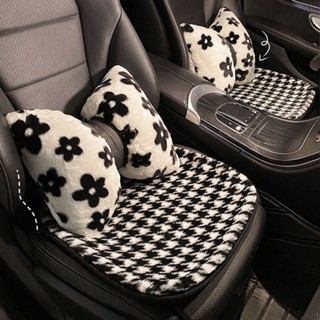 Car Cushion Winter Plush Womens Car Seat Cushion Internet Celebrity Houndstooth Car Seat Heating Mat Four Seasons Universal dWlw