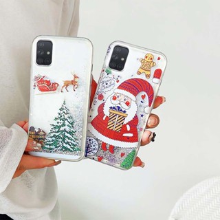 Ybd เคสโทรศัพท์มือถือ ลายต้นคริสต์มาส ซานตาคลอส กวาง มีทรายไหล สําหรับ Samsung Galaxy A31 A51 M40S A71 M31 F41 M51 4G 5G