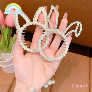 June กิ๊บติดผม รูปลูกชิ้น กระต่าย แมว ประดับพู่ สไตล์เรโทร สําหรับผู้หญิง