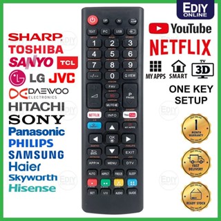 Rm-l1376m L1376M ASIA &amp; MALAYSIA สมาร์ททีวี LCD LED NETFLIX YOUTUBE รีโมตคอนโทรล Daewoo Sanyo Hitachi