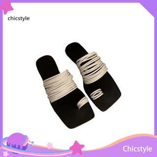 Chicstyle รองเท้าแตะ หนังเทียม พื้นยางนิ่ม กันลื่น เปิดนิ้วเท้า ป้องกันการลื่น สําหรับผู้หญิง 1 คู่