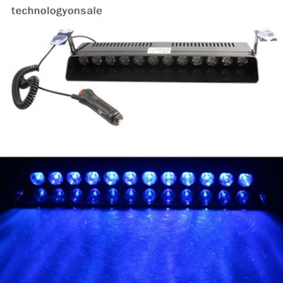 [technologyonsale] ไฟกระพริบเตือนฉุกเฉิน LED 12 ดวง สีฟ้า สําหรับติดกระจกหน้ารถยนต์