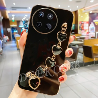 เคสโทรศัพท์มือถือ TPU แบบนิ่ม ลายหัวใจ มีสายโซ่คล้อง สําหรับ Realme11 RealmeC51 Realme 11 C51 NFC 4G 5G 2023