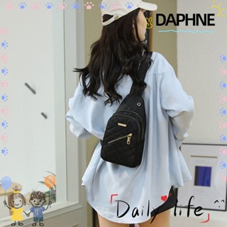 Daphne กระเป๋าคาดอก ผ้าไนล่อน ปักลาย จุของได้เยอะ สีพื้น สําหรับผู้หญิง