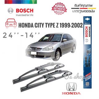 ใบปัดน้ำฝน ซิลิโคน ตรงรุ่น Honda City Type Z 1999- 2002 ไซส์ 24-14ยี่ห้อ BOSCH ของแท้ จำนวน 1 คู่*จัดส่งเร้ว*