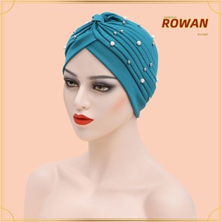 Rowans ผ้าโพกหัว ผ้าพันคอ ประดับลูกปัดไข่มุก สไตล์มุสลิม