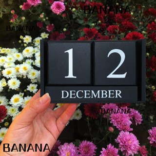 Banana1 ปฏิทินตั้งโต๊ะ แบบไม้ สีดํา อุปกรณ์เสริม สําหรับตกแต่งโต๊ะทํางาน