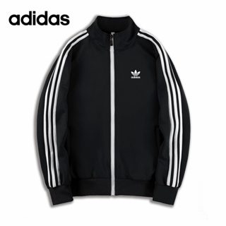 Adidas ของแท้ 100% เสื้อแจ็กเก็ต คอปก ระบายอากาศ ลายทาง สไตล์คลาสสิก สําหรับทุกเพศ