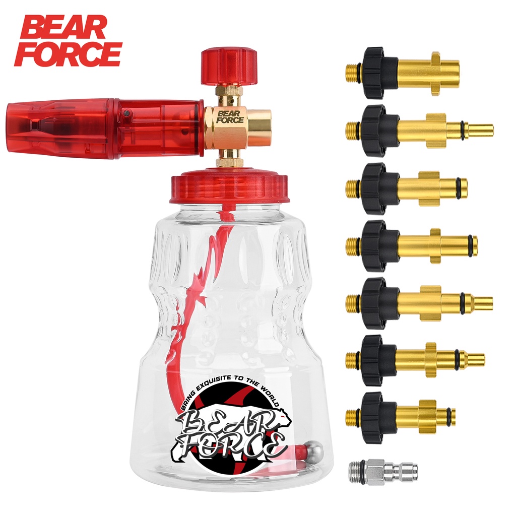 Bear FORCE เครื่องกําเนิดโฟมทองเหลืองใส สีแดง สําหรับ Karcher Bosch Bort Huter Nilfisk Stihl Elitech Daewoo Lavor