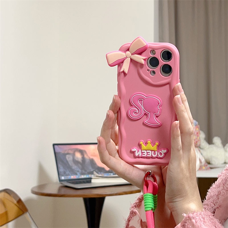 3D สําหรับ Huawei Nova 11 11Pro 10 10Pro 9SE 9 9Pro 8 8Pro 7i 7 7SE 7Pro 5T 4 เคสมือถือ Soft TPU Case เคสป้องกัน Cute Cartoon Barbie Girl Butterfly เปลือกกันกระแทก ซองซิลิโคน มีเชือกแขวนอยู่