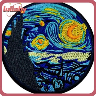 Lullaby แผ่นแพทช์ ปักลาย Van Gogh Starry Night ขนาด 7.7 ซม. สําหรับรีดติดเสื้อผ้า