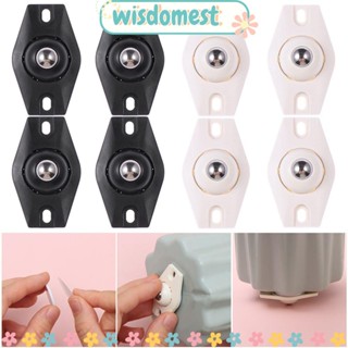 Wisdomest ลูกล้อหมุน สเตนเลส 360o มีกาวในตัว ขนาดเล็ก สะดวก สําหรับกล่อง 4 ชิ้น