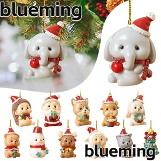 Blueming2 จี้อะคริลิค รูปสัตว์สโนว์แมนน่ารัก ขนาดเล็ก สําหรับแขวนตกแต่งต้นคริสต์มาส 2 ชิ้น