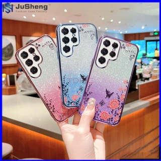 Jusheng เคสโทรศัพท์มือถือ ลายผีเสื้อกระพริบ สําหรับ samsung S23 Ultra S22 Ultra S21 Ultra MMHY