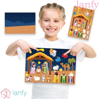 Lanfy สติกเกอร์ฉากปริศนา 24 แผ่น DIY ของเล่นสําหรับเด็ก