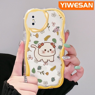 สําหรับ iPhone X Xs Xr Xs Max เคสการ์ตูนแมว ดอกไม้ ดีไซน์ใหม่ เนื้อครีม ขอบคลื่น นิ่ม ใส กันกระแทก เคสโทรศัพท์