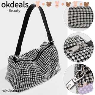 Okdeals กระเป๋าถือ ประดับเพชร พลอยเทียม แวววาว หรูหรา แวววาว แวววาว แวววาว แวววาว สําหรับงานเลี้ยง งานแต่งงาน งานเลี้ยงตอนเย็น