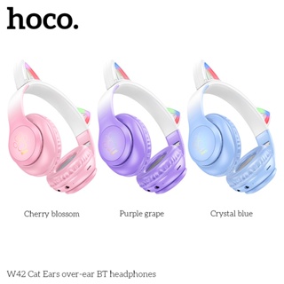 Hoco W42 หูฟังบลูทูธ 5.3 ทรงหูแมว มีไฟ RGB รองรับสาย AUX 3.5mm / TF Card เสียงคมชัด HiFi แบตอึด 10ชม. หูฟังหูแมว hc3