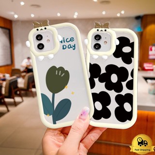 เคสโทรศัพท์คู่สำหรับไอโฟน 11 12 13 14 15 Pro Max XR 7 6 8 Plus X XS MAX SE ทิวลิป ดอกไม้สีดำ เคสโทรศัพท์มือถือแบบนุ่มTPU