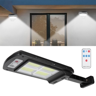 HJ001 LED ไฟถนนพลังงานแสงอาทิตย์ติดผนังหมุนได้ 3 โหมด Motion Sensor แสงกลางแจ้ง Courtyard รีโมทคอนโทรล Wall Light