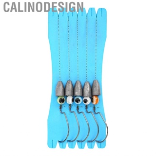 Calinodesign Fish Hooks Nylon Line Heavier Design  Rustproof Fishing Lures Jig 5 Groups  with 3D Eye Ball Barbs for Freshwater Saltwater 