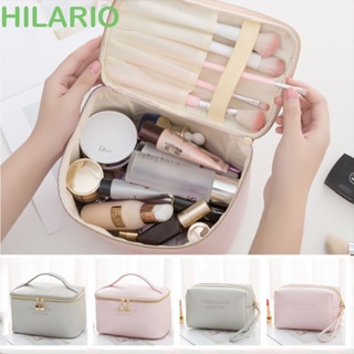 Hilario กระเป๋าเครื่องสําอาง หนัง PU ใส กันน้ํา มีซิป 2 สี