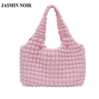 Jasmin NOIR กระเป๋าสะพายไหล่ กระเป๋าถือ ผ้าแคนวาส ลายสก๊อต ขนาดใหญ่ สําหรับสตรี