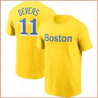 เสื้อยืดแขนสั้น พิมพ์ลาย Boston Red Sox Devers Hernandez Bogaerts 23 MLB พลัสไซซ์ สําหรับผู้ชาย และผู้หญิง