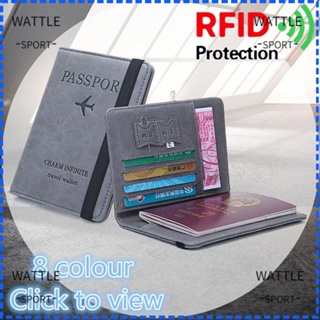 Wattle กระเป๋าสตางค์ อเนกประสงค์ สําหรับใส่หนังสือเดินทาง บัตรเครดิต เอกสาร RFID