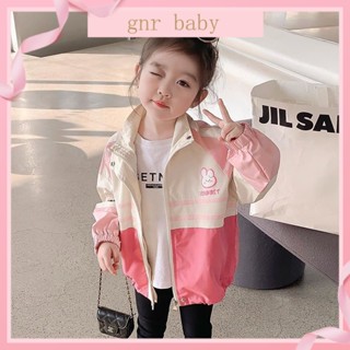 🍓GNR BABY🫐เสื้อแจ็กเก็ตกันลม มีฮู้ด แบบบาง ขนาดใหญ่ แฟชั่นฤดูใบไม้ร่วง สําหรับเด็กผู้หญิง อายุ 3-12 ปี