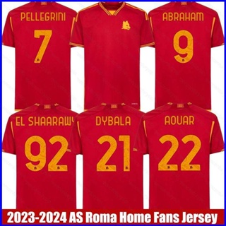 Gp1 2023-2024 เสื้อยืดลําลอง แขนสั้น พิมพ์ลาย AS Roma Home Jersey Dybala Shaarawy Aouar Pellegrini Abraham พลัสไซซ์ PG1