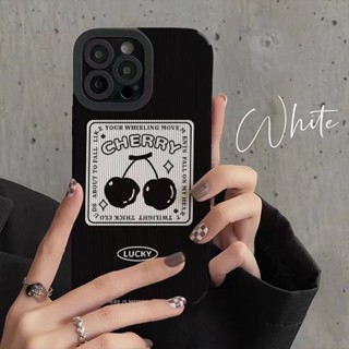 เคสโทรศัพท์มือถือนิ่ม กันตก ลายเชอร์รี่ สีดํา สําหรับ Iphone 14 13Promax Apple 11 XR Xsmax 8P 12Pro