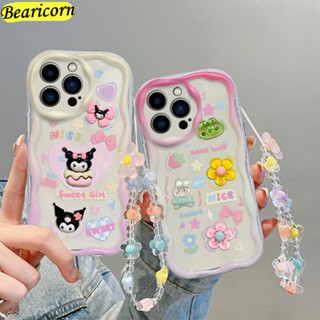 เคสโทรศัพท์มือถือนิ่ม ขอบหยัก ลายการ์ตูนกระต่าย Kuromi พร้อมสายคล้องมือ สําหรับ Xiaomi 13 10i 10T 11i Lite civi 2 Redmi Note 9 9T Pro Max