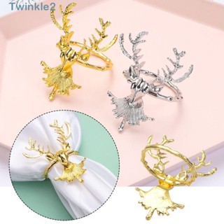 Twinkle ที่ใส่ผ้าเช็ดปาก ลายคริสต์มาส แบบไม้ 5 ชิ้น สําหรับตกแต่งโต๊ะอาหาร งานแต่งงาน DIY