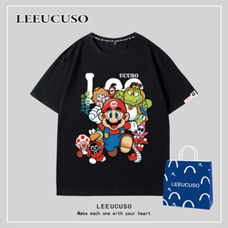 เสื้อยืดแขนสั้น พิมพ์ลาย Mario สไตล์สตรีท แฟชั่นฤดูร้อน สําหรับครอบครัว แม่ และลูก