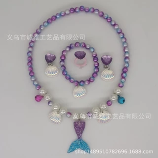 (พร้อมส่งจากไทย)ชุดสร้อยสำหรับเด็ก เซตสร้อยคอไข่มุก สร้อยนางเงือก